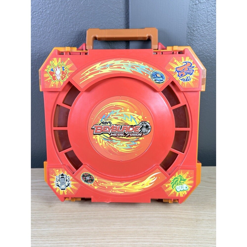 Orange Beyblade Metal Masters Folding Travel Battle Arena Stadium Carrying Case